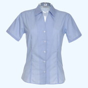 Kustom Kit Ladies Pinstripe Short Sleeve Tailored Shirt